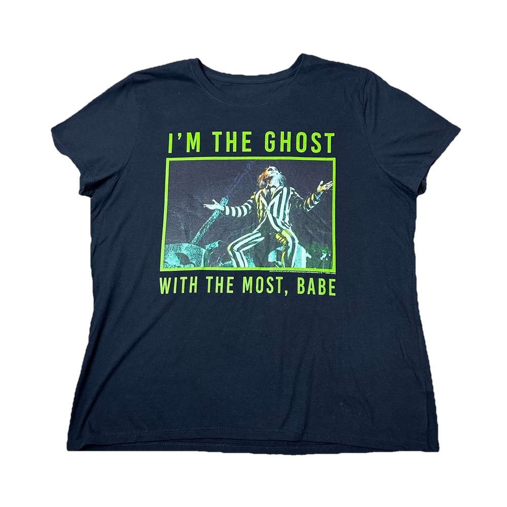 Beetlejuice T Shirt XL Black Graphic Tee Movie Horror Spooky Ghost With The Most
